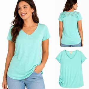 Madison & Berkeley Women’s Lace Back Top Large Mint